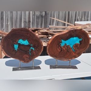 Wood and epoxy sculptures